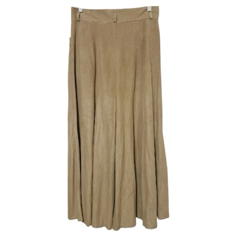 WahMaker Vintage Collection Tan Faux Suede Wide Leg Palazzo Culotte Pants Sze 12 - Picture 3 of 6